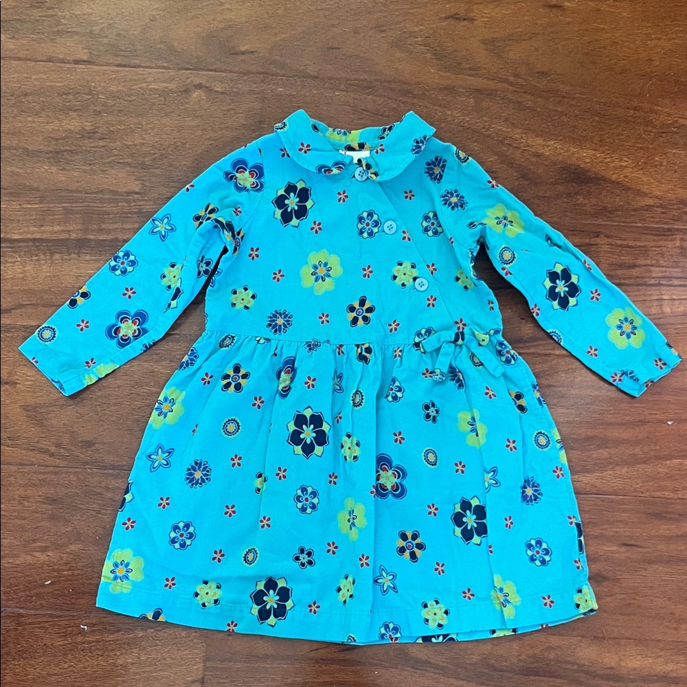 Hanna Andersson Turquoise Floral Long-Sleeve Toddler Dress